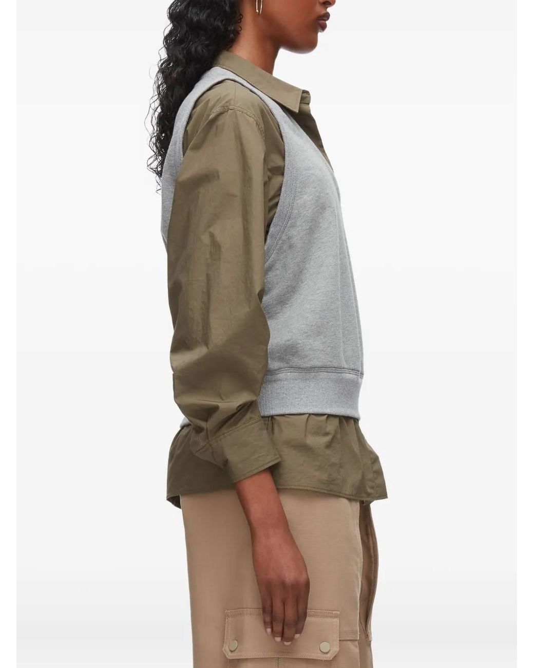3.1 Phillip Lim Gray V-Neck Sleeveless Layered Vest