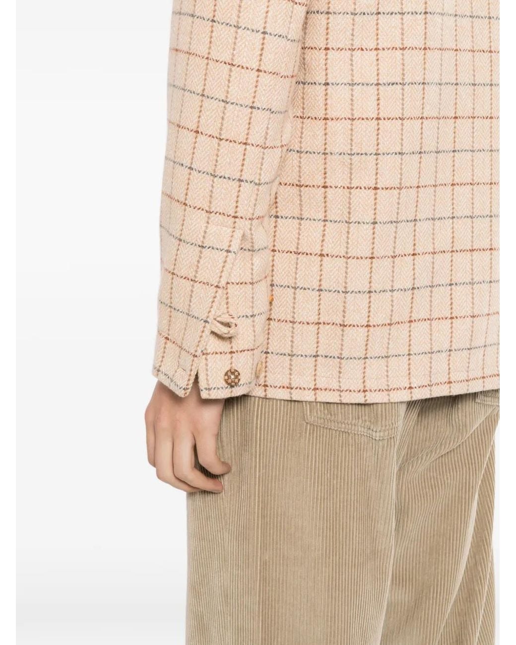 young n sang Natural Cehcked Button-Up Jacket for men