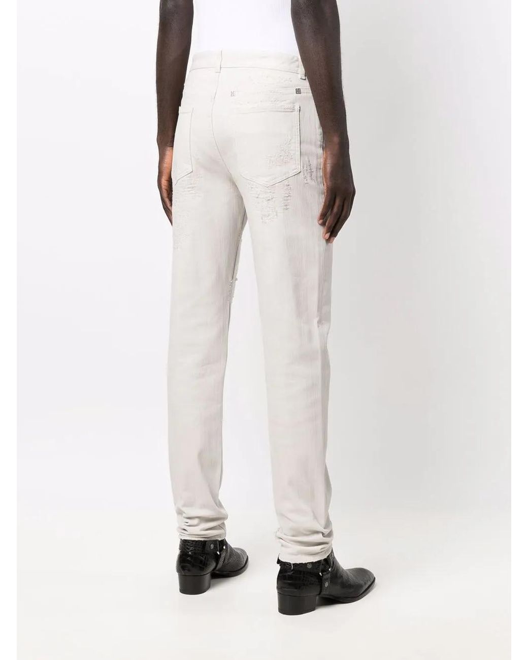 Givenchy White Distressed-Effect Slim-Fit Jeans for men