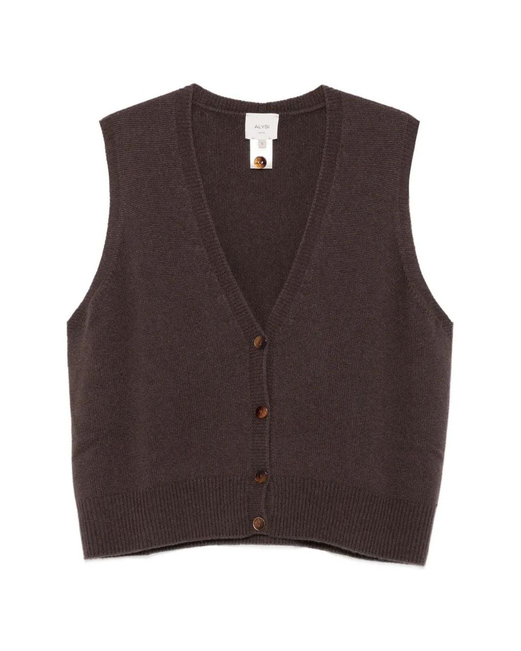 Alysi Brown Gilet Boutonné À Col V