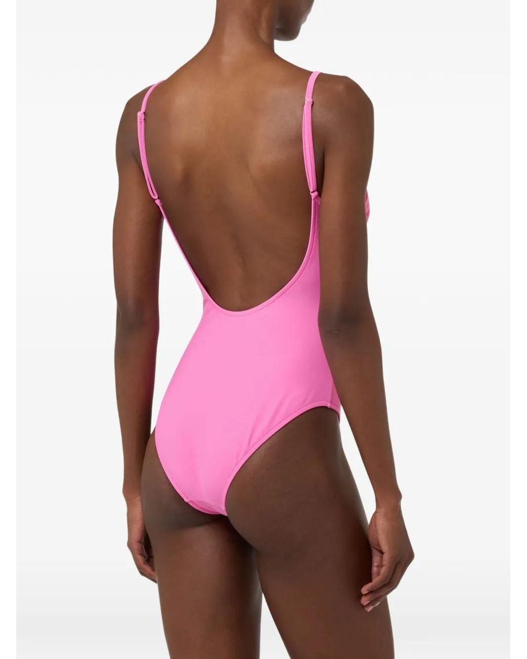 Moschino Pink Logo-Print Swimsuit