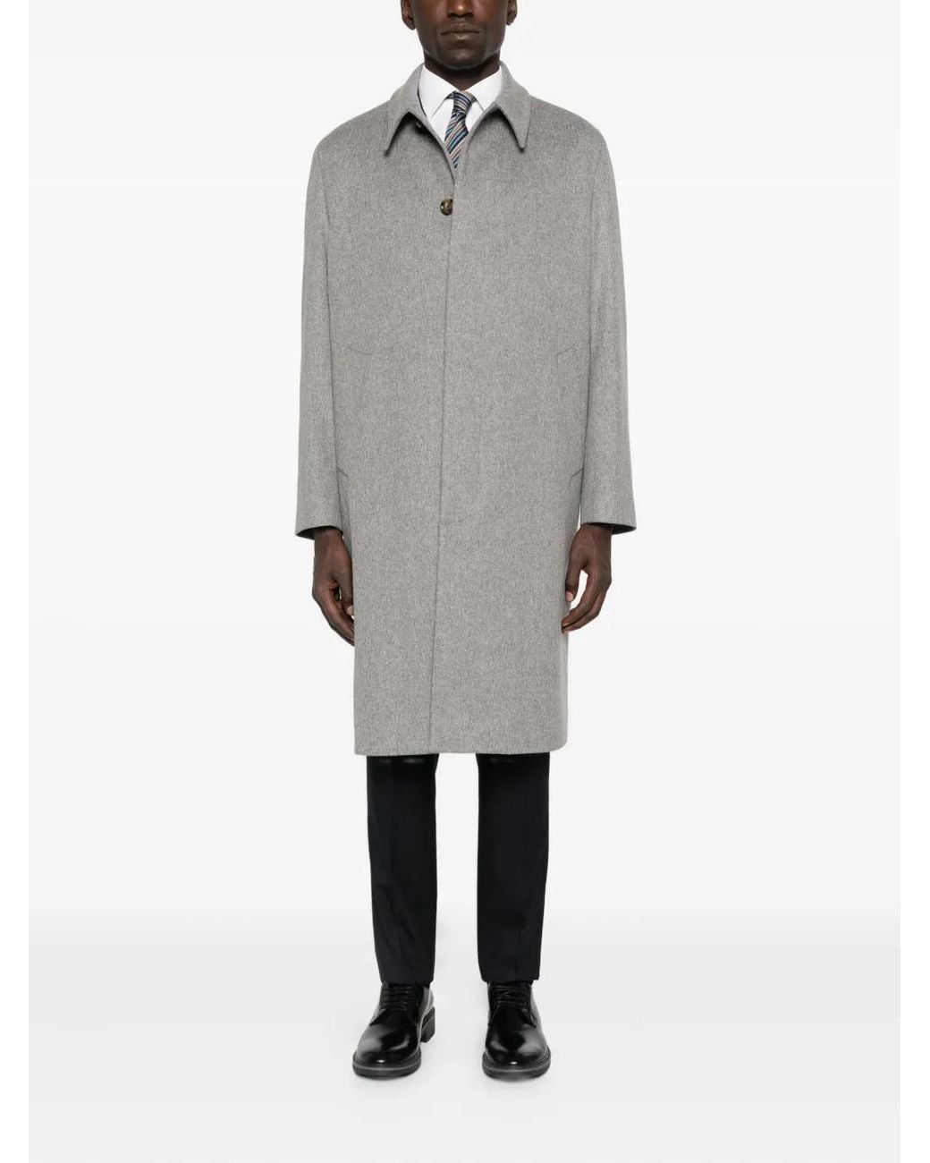 Lardini Gray Buttoned Patch-Pocket Coat for men