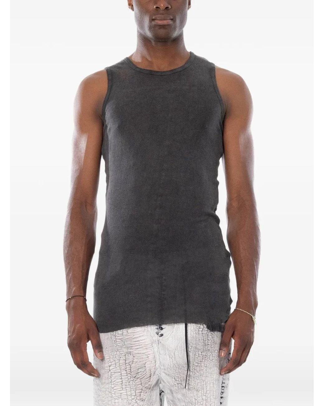MD75 Black Ribbed Tank Top for men