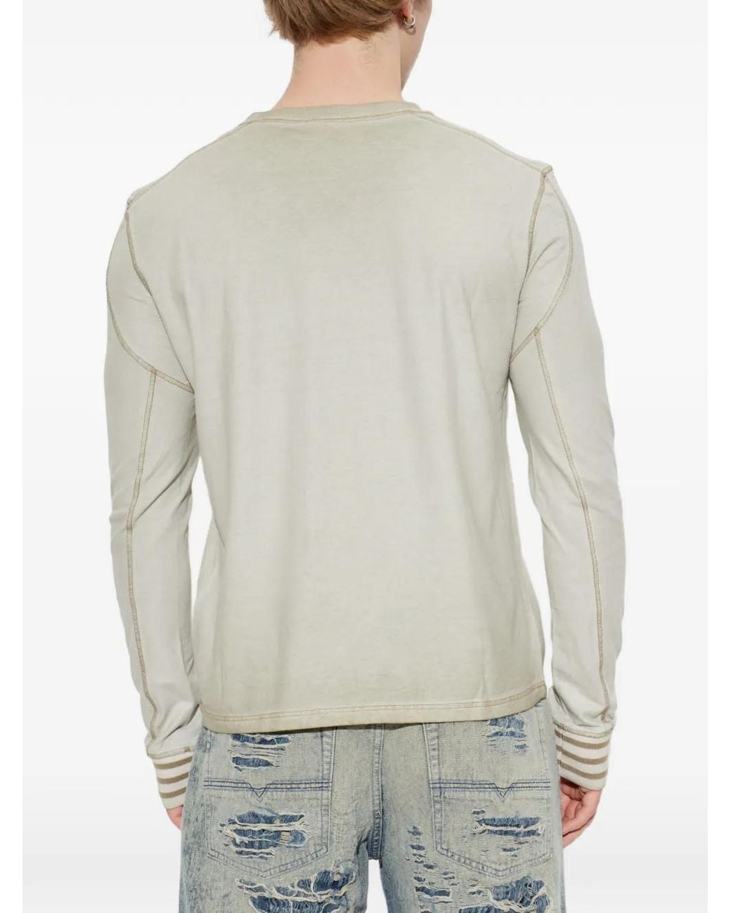 DIESEL White Patch-Detail Long-Sleeve T-Shirt for men