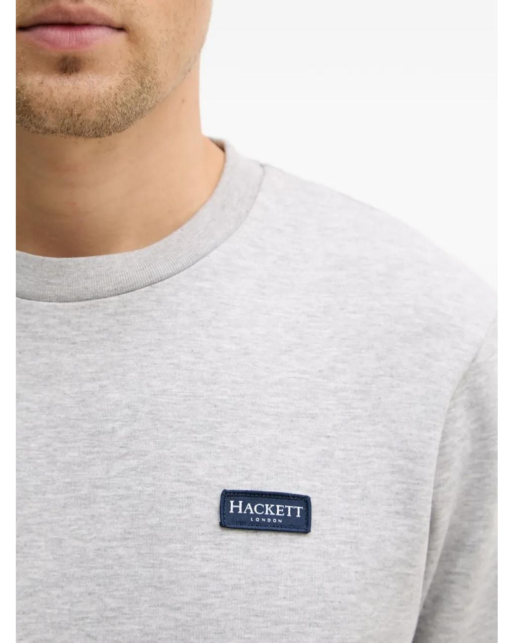Hackett Gray Logo-Patch Sweatshirt for men