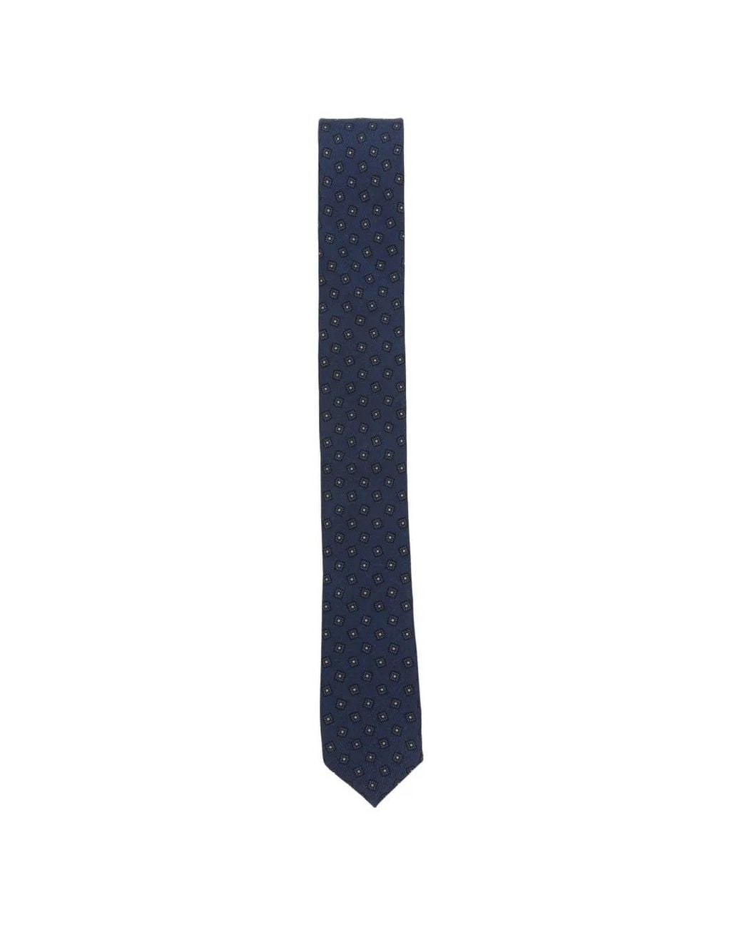 Eleventy Blue Geometric-Pattern Silk Tie for men