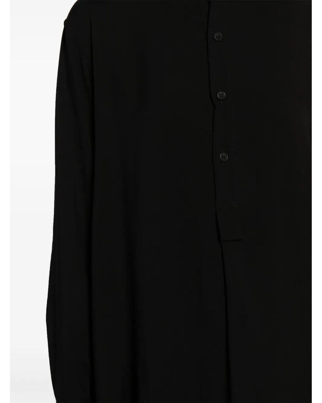 Yohji Yamamoto Black Button-Up Band-Collar Shirt
