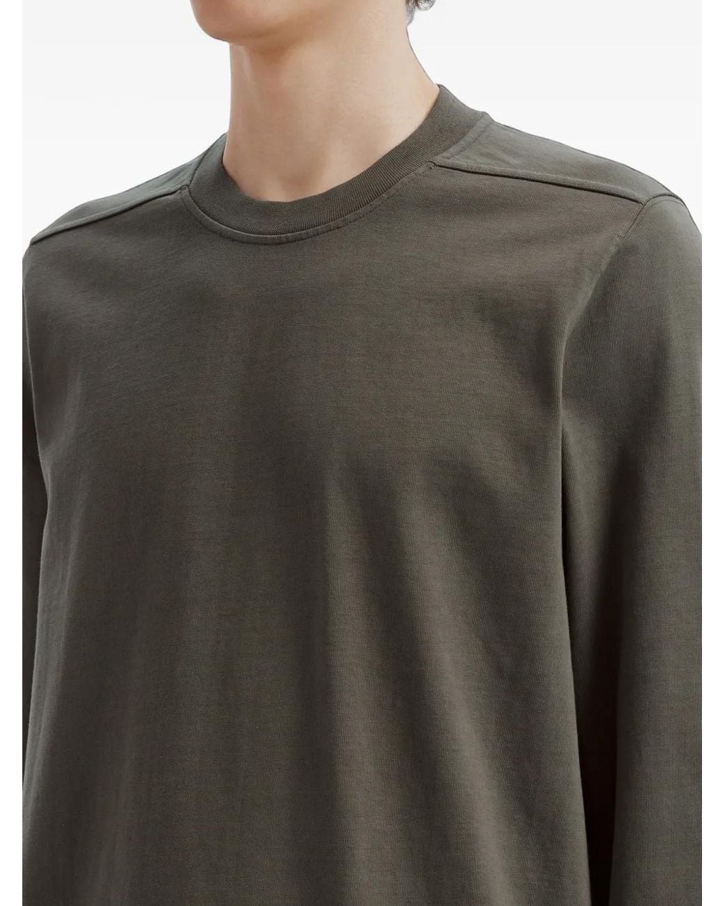 Rick Owens Green Raw-Cut Long-Sleeve T-Shirt for men