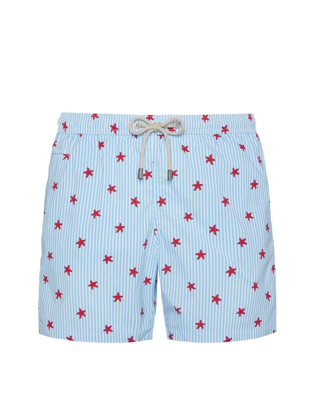 Mc2 Saint Barth Blue Lighting Micro Stretch Swim Shorts With Starfish Stripes All-Over Print for men
