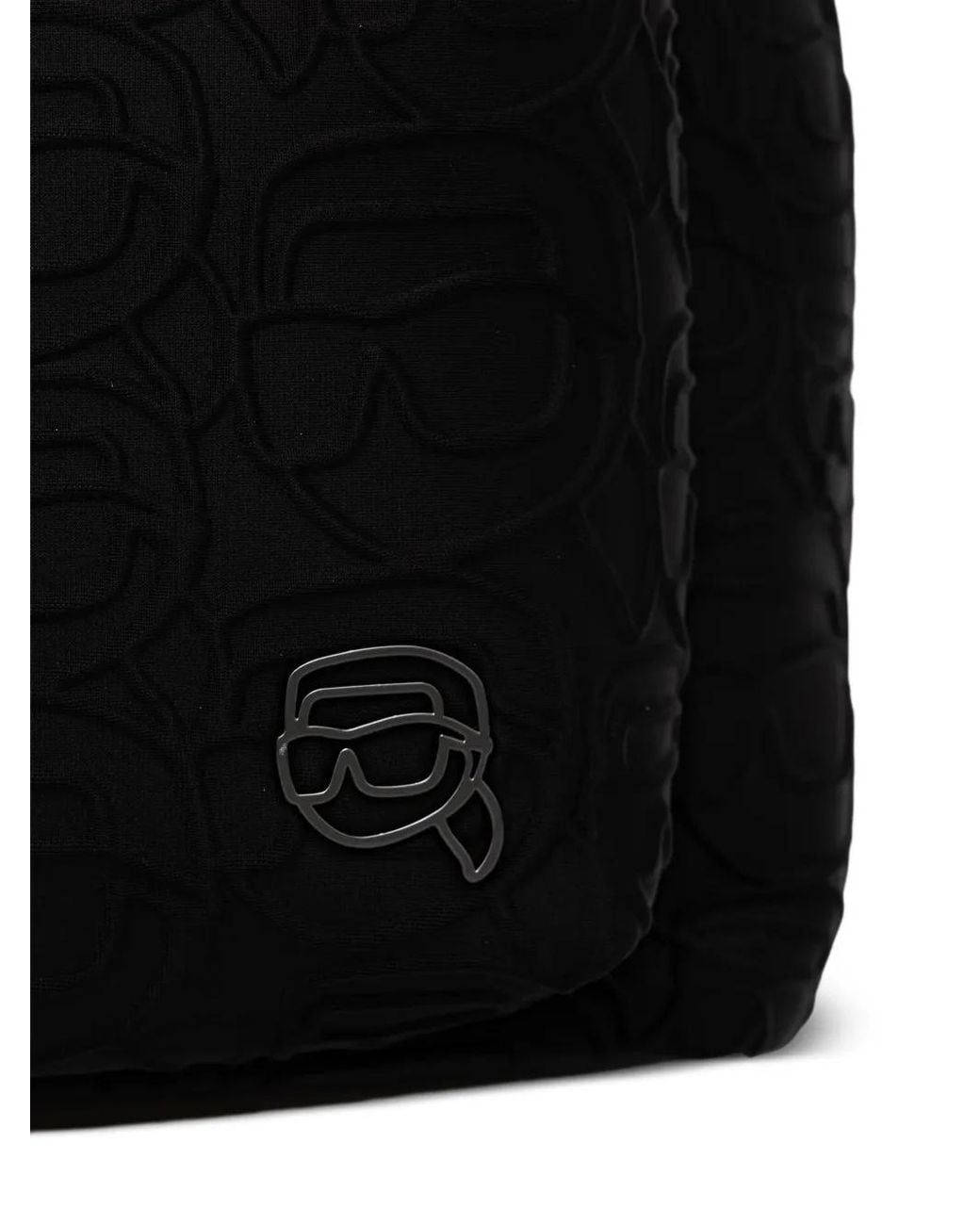 Karl Lagerfeld Black Ikonik-Monogram Backpack for men