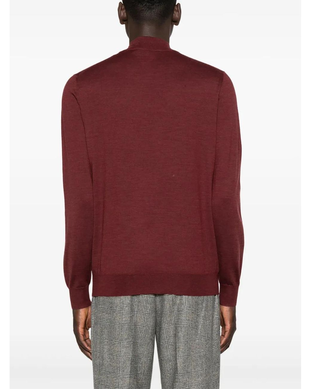 Corneliani Red Long-Sleeve Wool Sweater for men