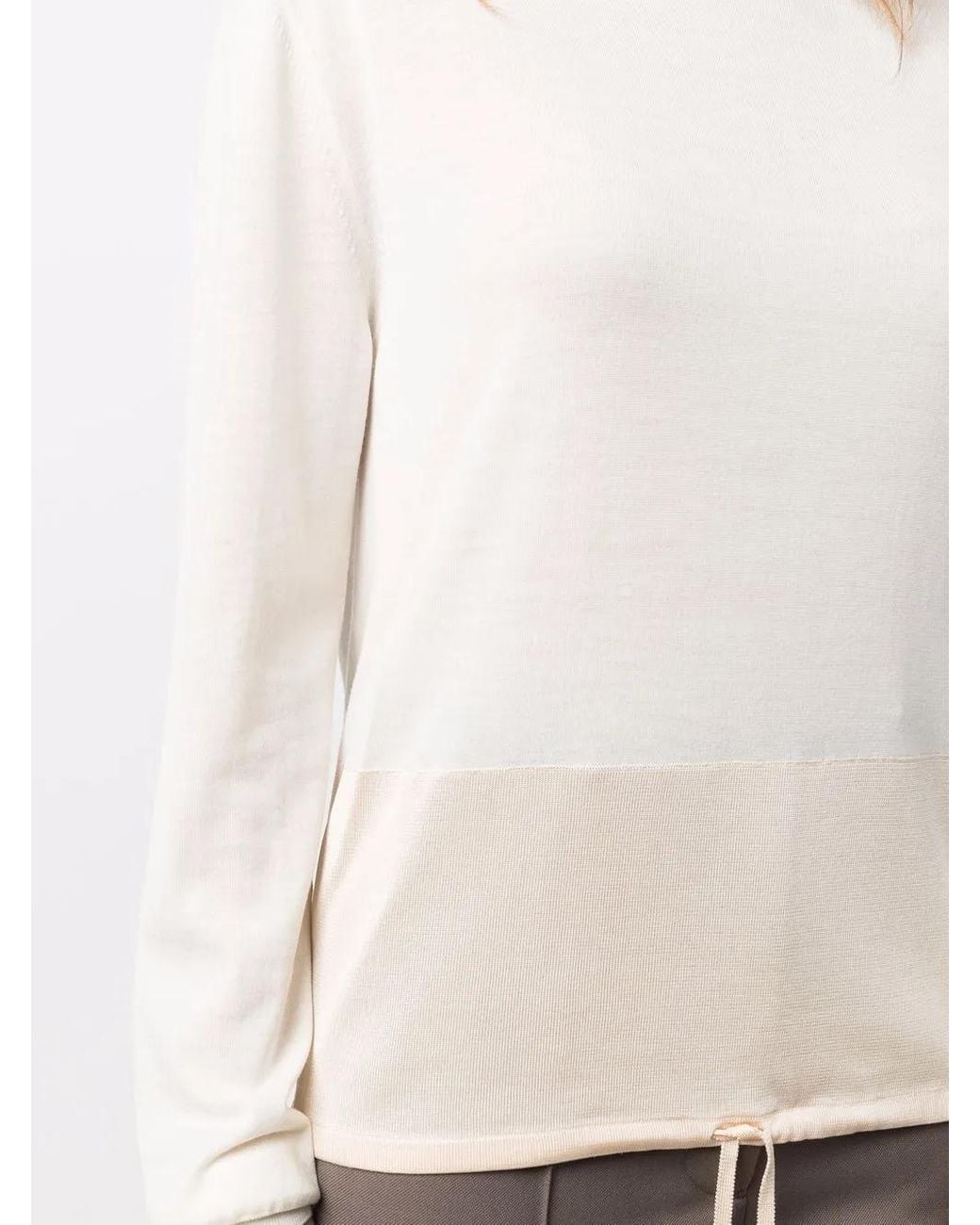 Jil Sander White Drawstring Fine-Knit Jumper