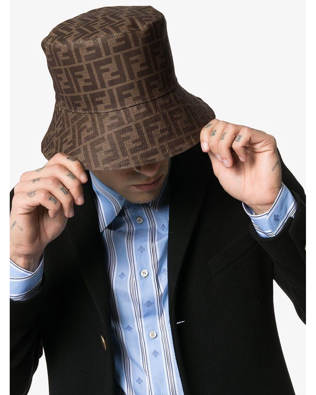 Fendi Reversible Ff Bucket Hat in Brown for Men | Lyst