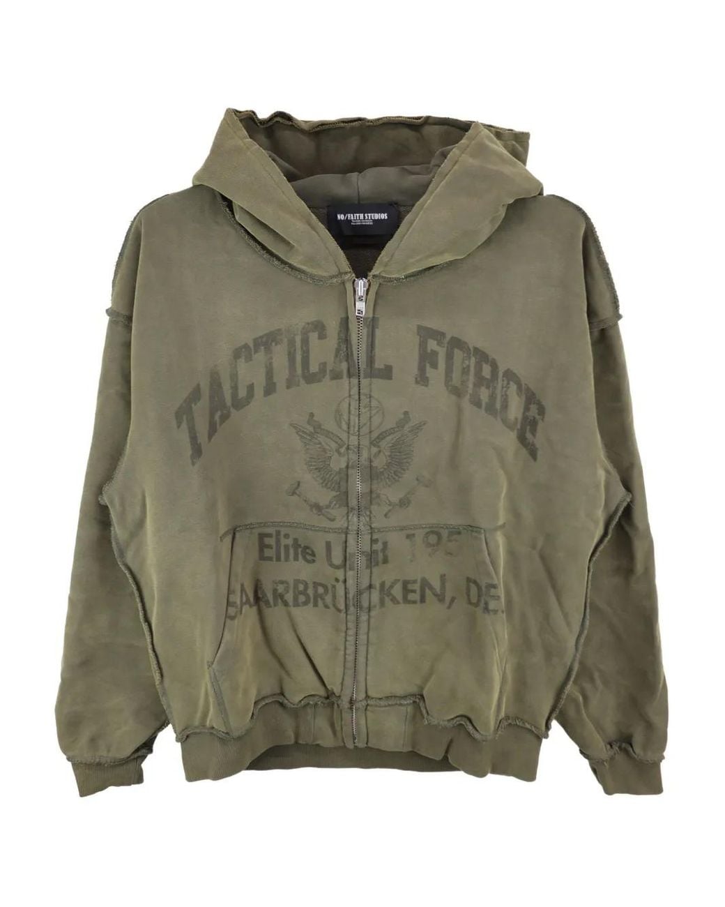 トップス no faith studios hoodie green S nofaith-studios-green-Zip-Up-