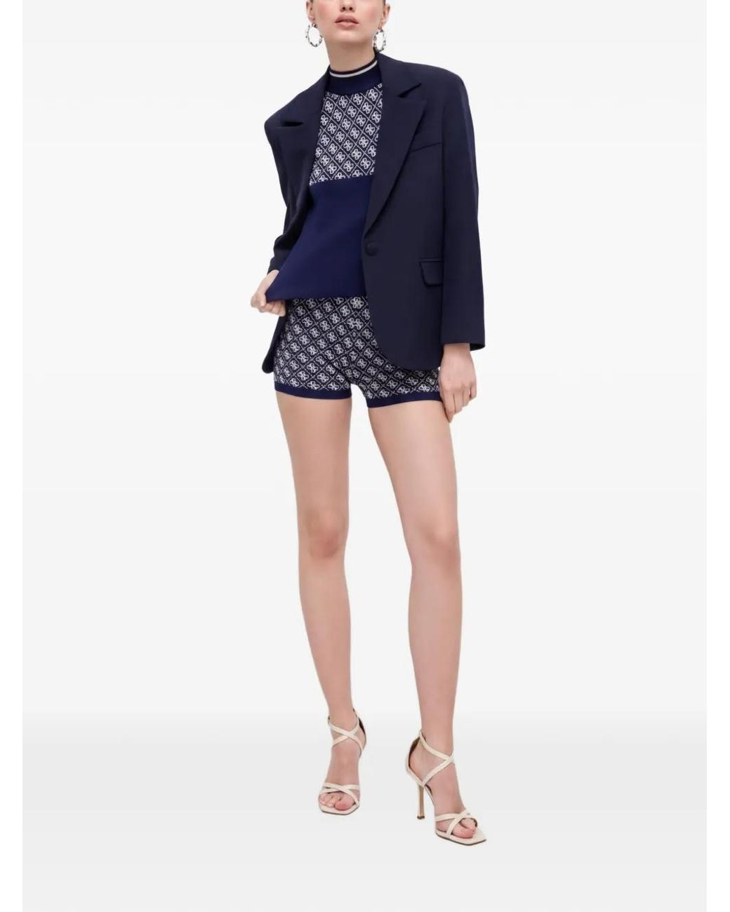 Guess Blue Haut Sans Manches À Motif Monogrammé