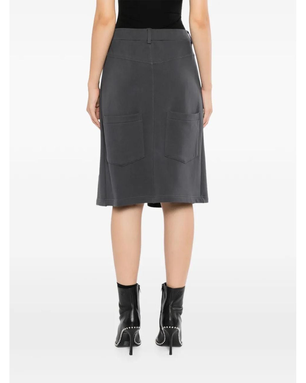 BONBOM Gray Logo-Print Drawstring Skirt