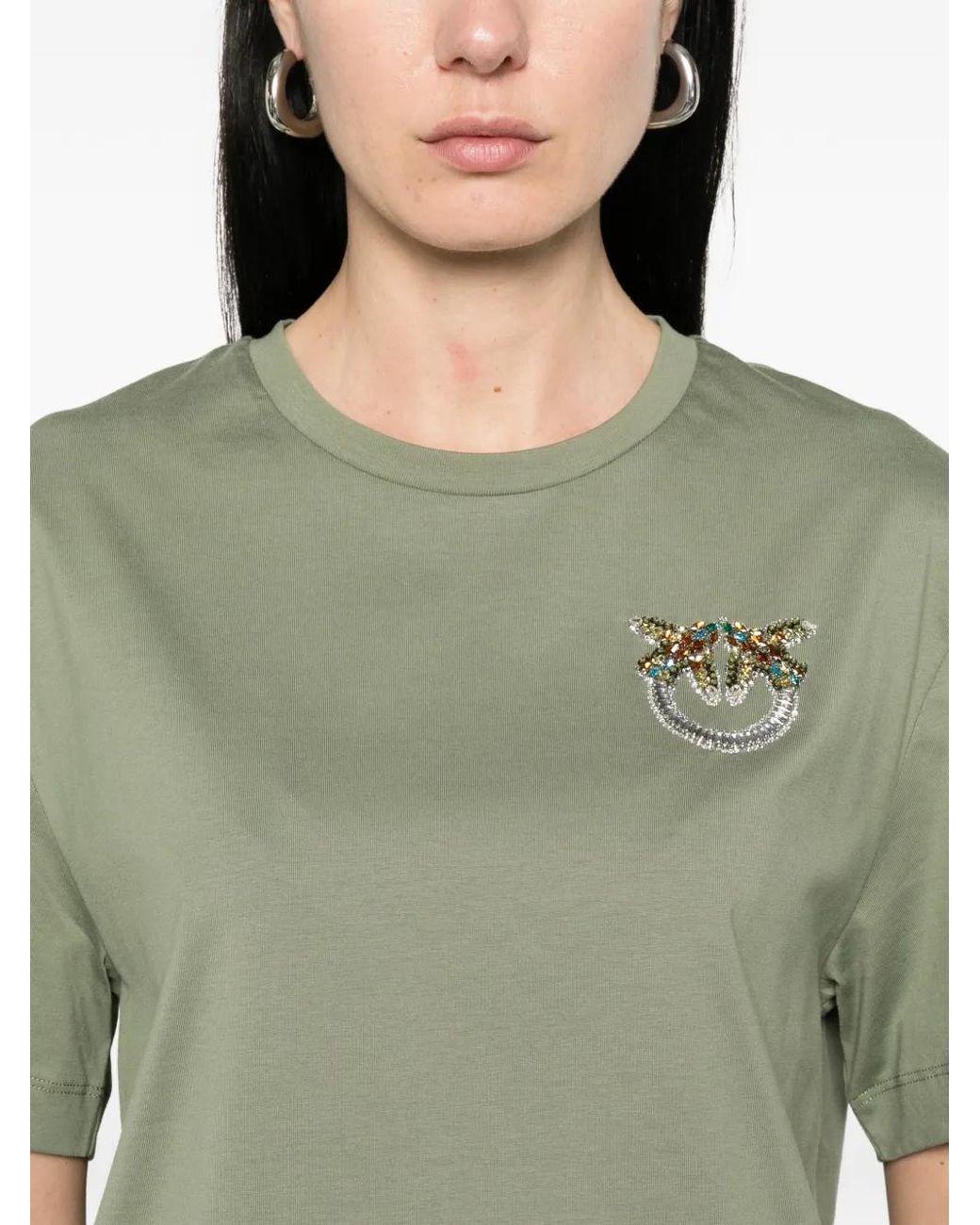 Pinko Green Embroidered T-Shirt