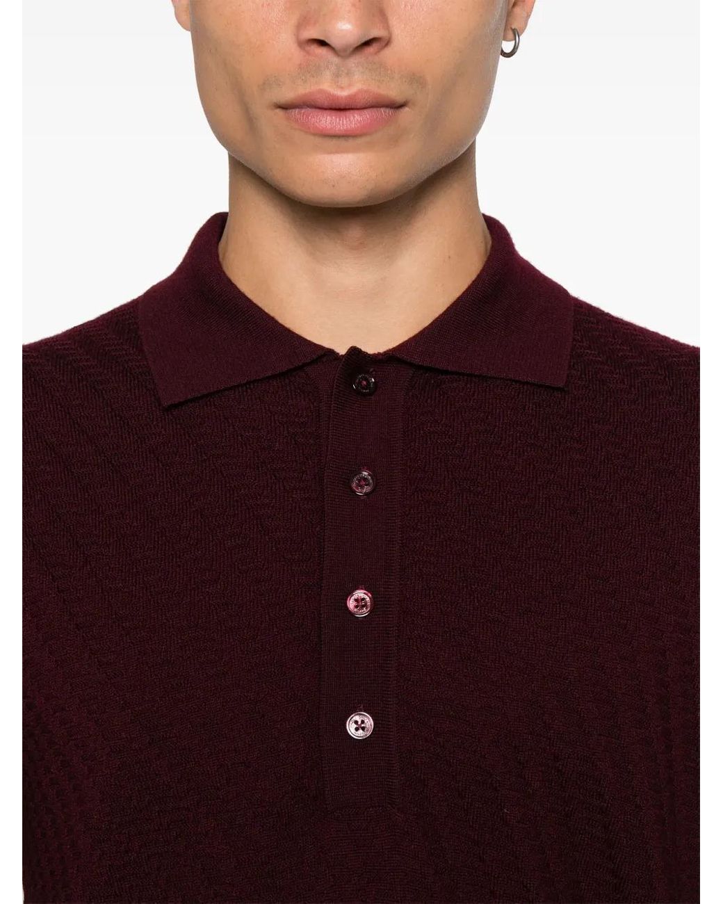 Paolo Pecora Purple Fine-Knit Polo Shirt for men