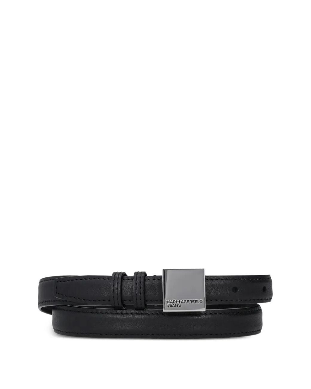 Karl Lagerfeld White Logo-Engraved Square-Buckle Belt