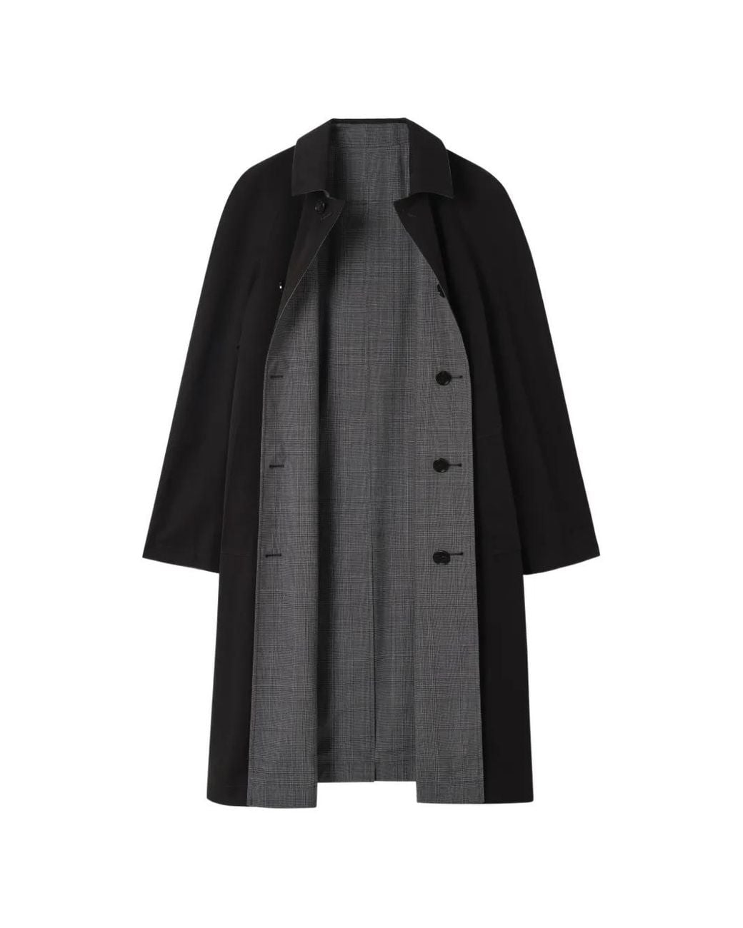 Burberry Black Long Reversible Check Wool Parkbury Car Coat for men