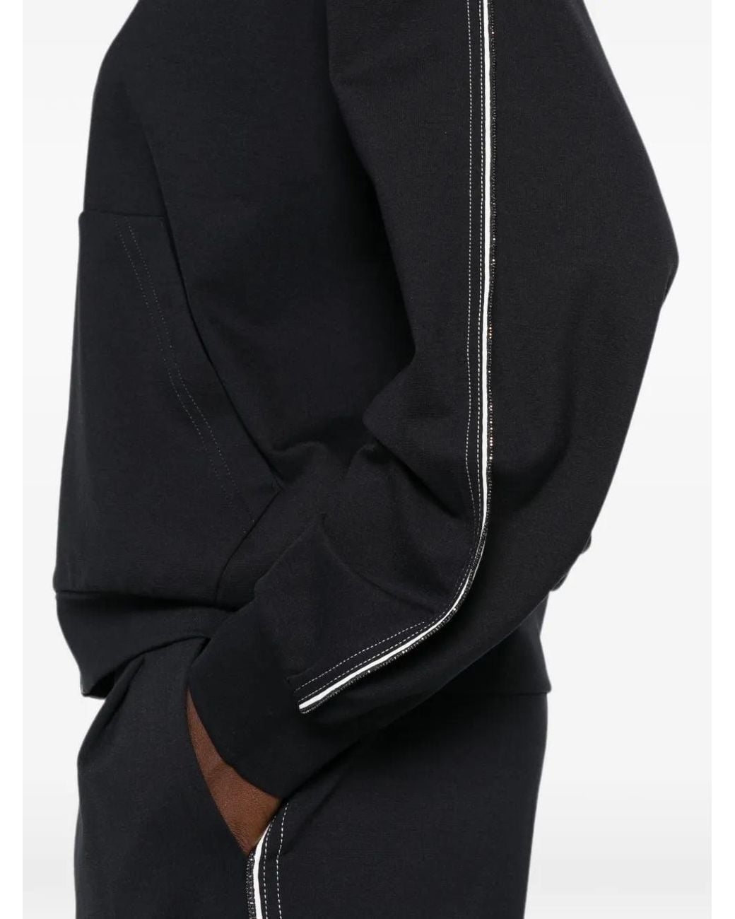 Fabiana Filippi Black Zip-Fastening Side-Stripe Hoodie