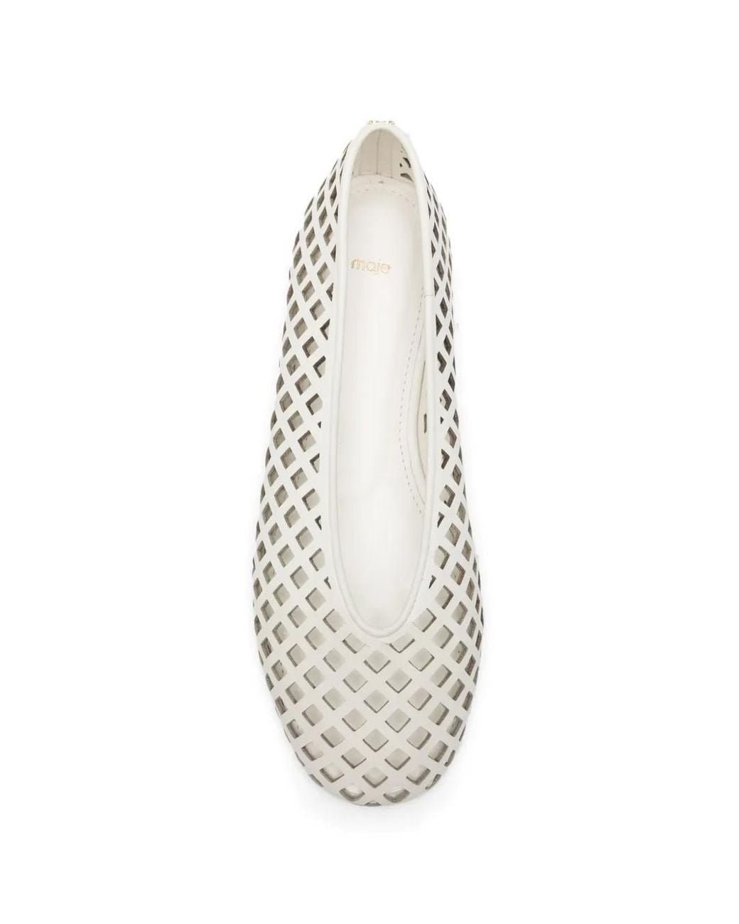 Maje White Cut-Out Leather Ballet Flats