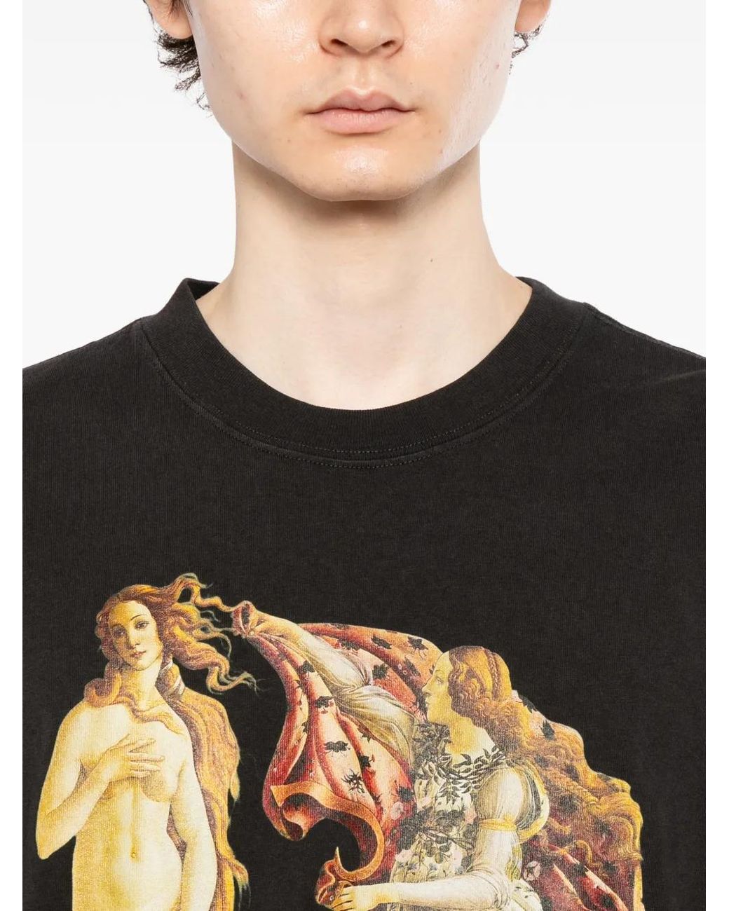 Melt Black Graphic-Print Round Neck T-Shirt for men