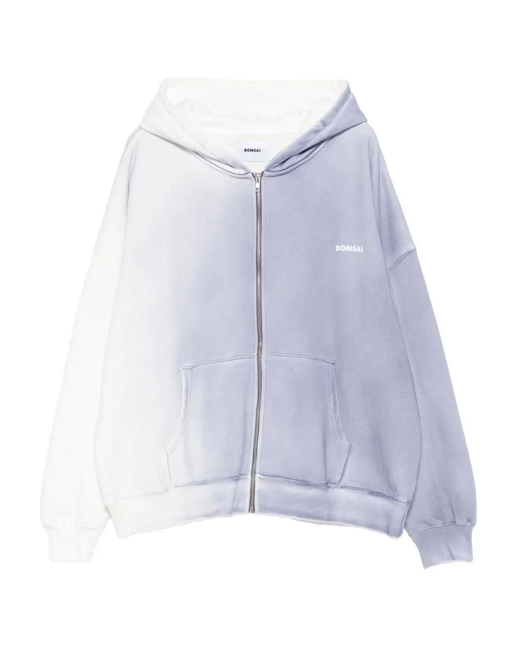 Bonsai Blue Ombré-Effect Zip-Up Hoodie for men
