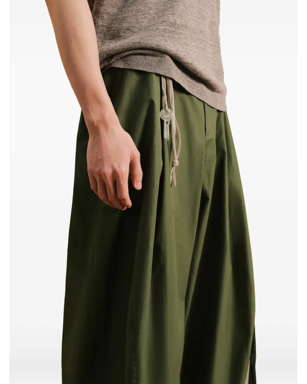 CROQUIS Green Wide-Leg Poplin Trousers for men