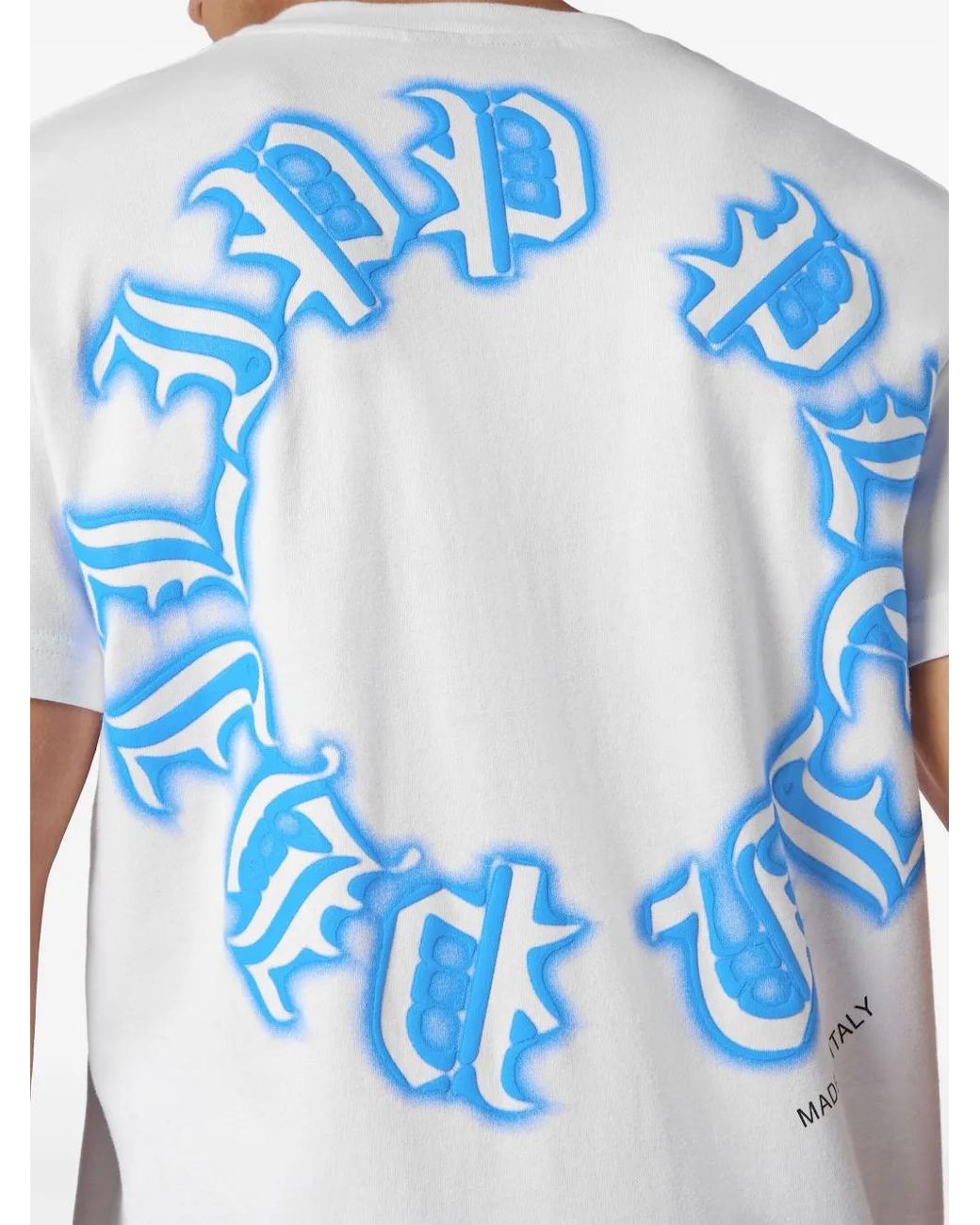Philipp Plein White Gothic Plein-Print V-Neck T-Shirt for men