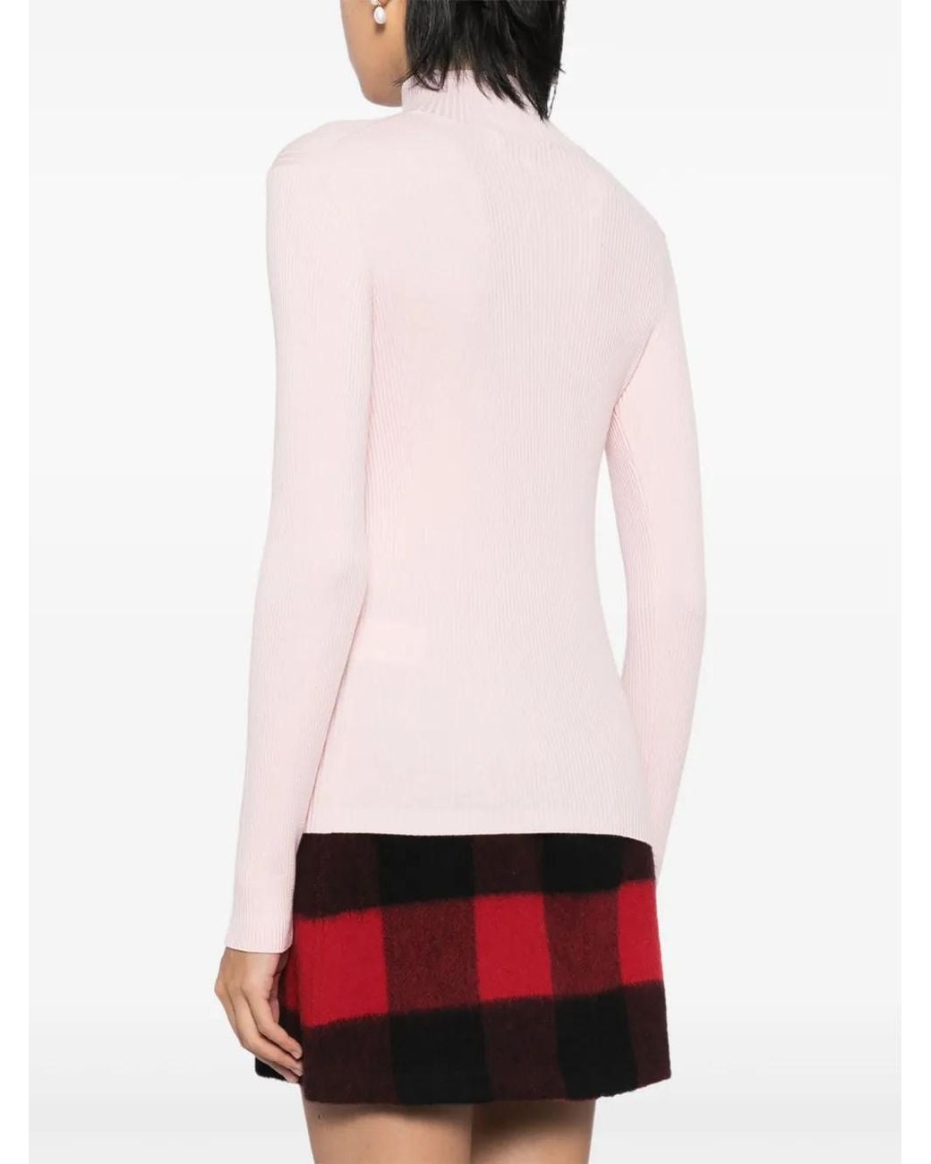 Maison Kitsuné Pink Embroidered Logo Knitted Top