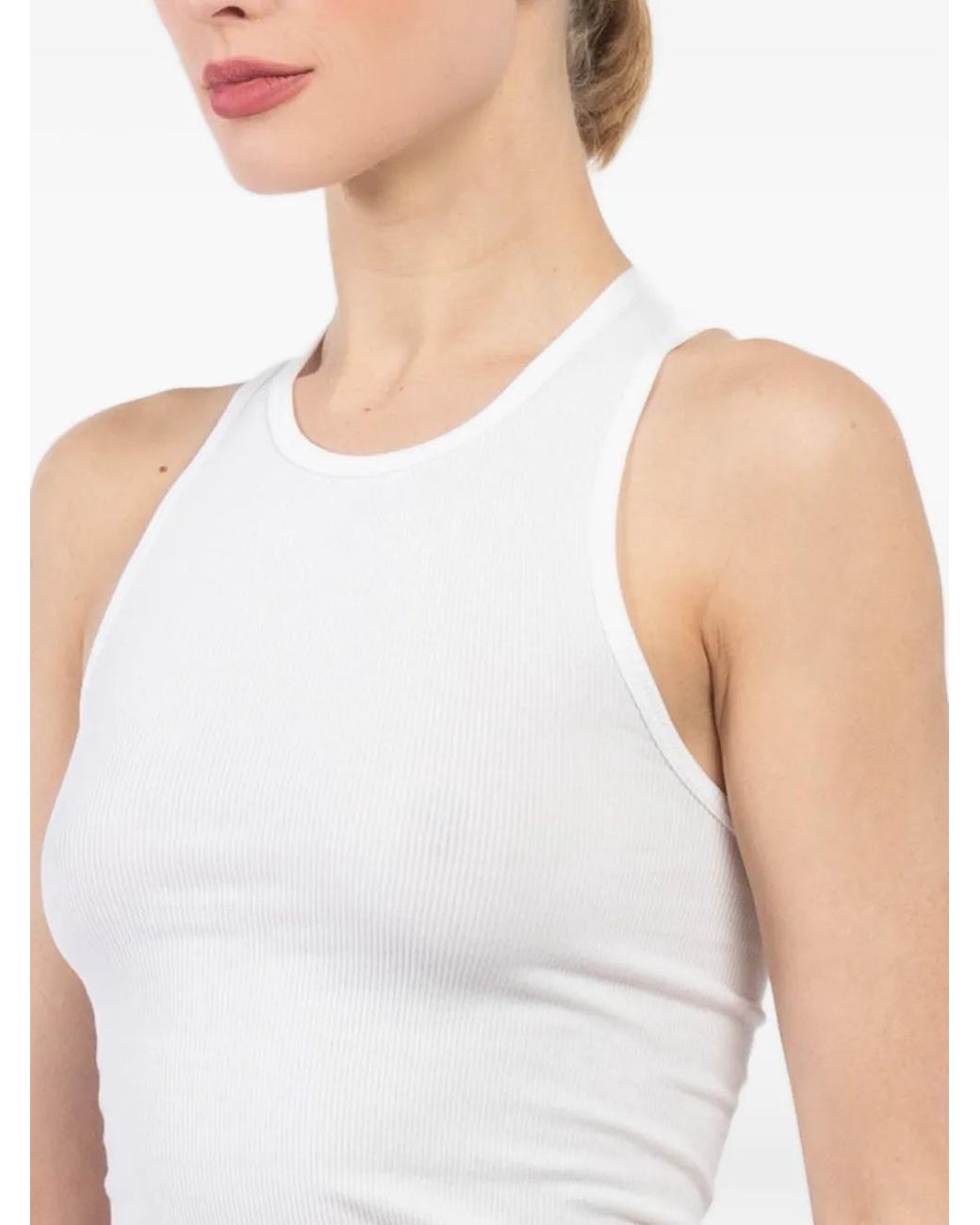 Tibi White Ribbed Tank Top