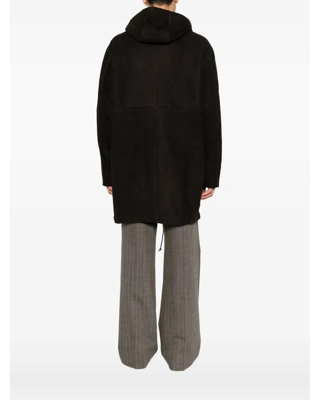 Giorgio Brato Black Hooded Shearling Jacket for men
