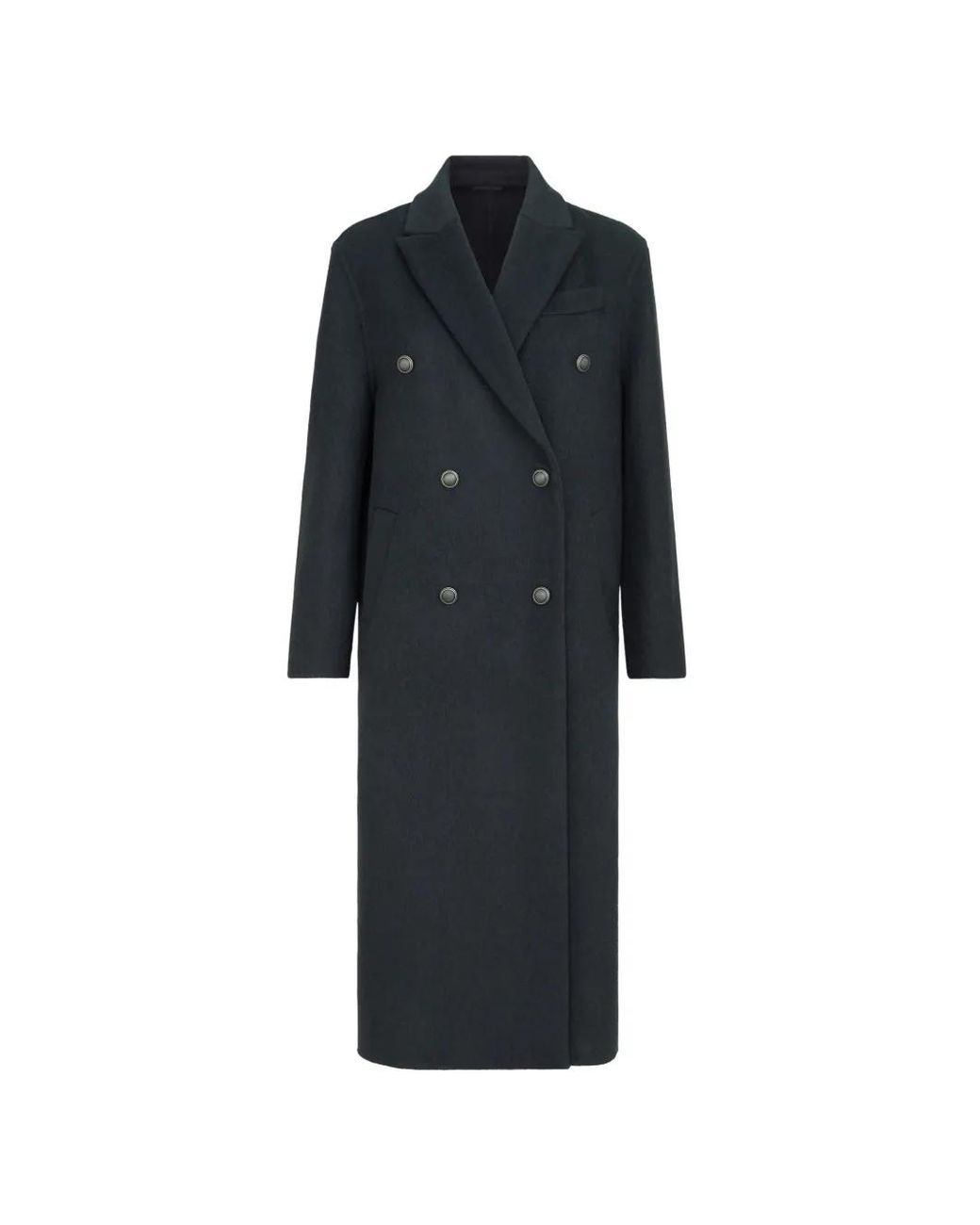 Brunello Cucinelli Black Manteau En Cachemire Mélangé À Taille Ceinturée Et Ornements Métalliques