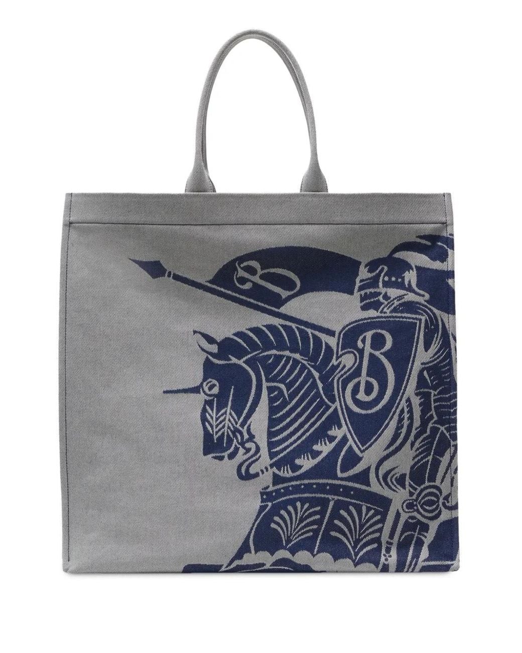 Burberry Gray Extra Large Ekd Canvas Tote for men