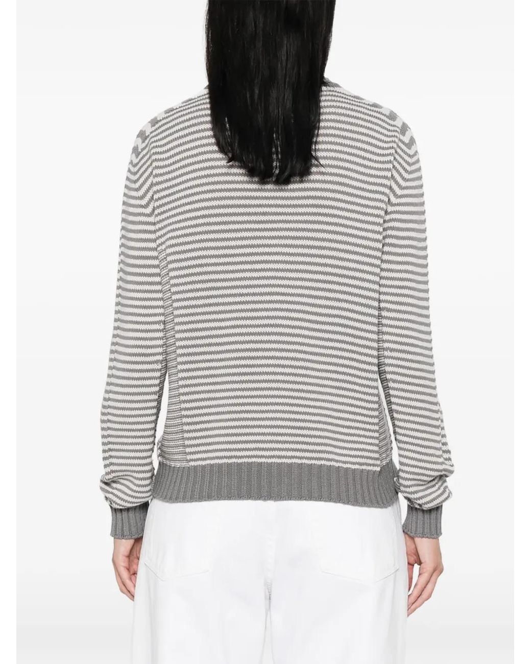 Emporio Armani Gray Signature Capsule Striped Cardigan