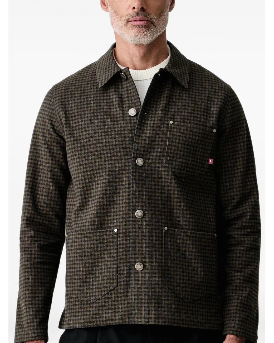 Mos Mosh Black Mapham Houndstooth-Pattern Shirt Jacket for men