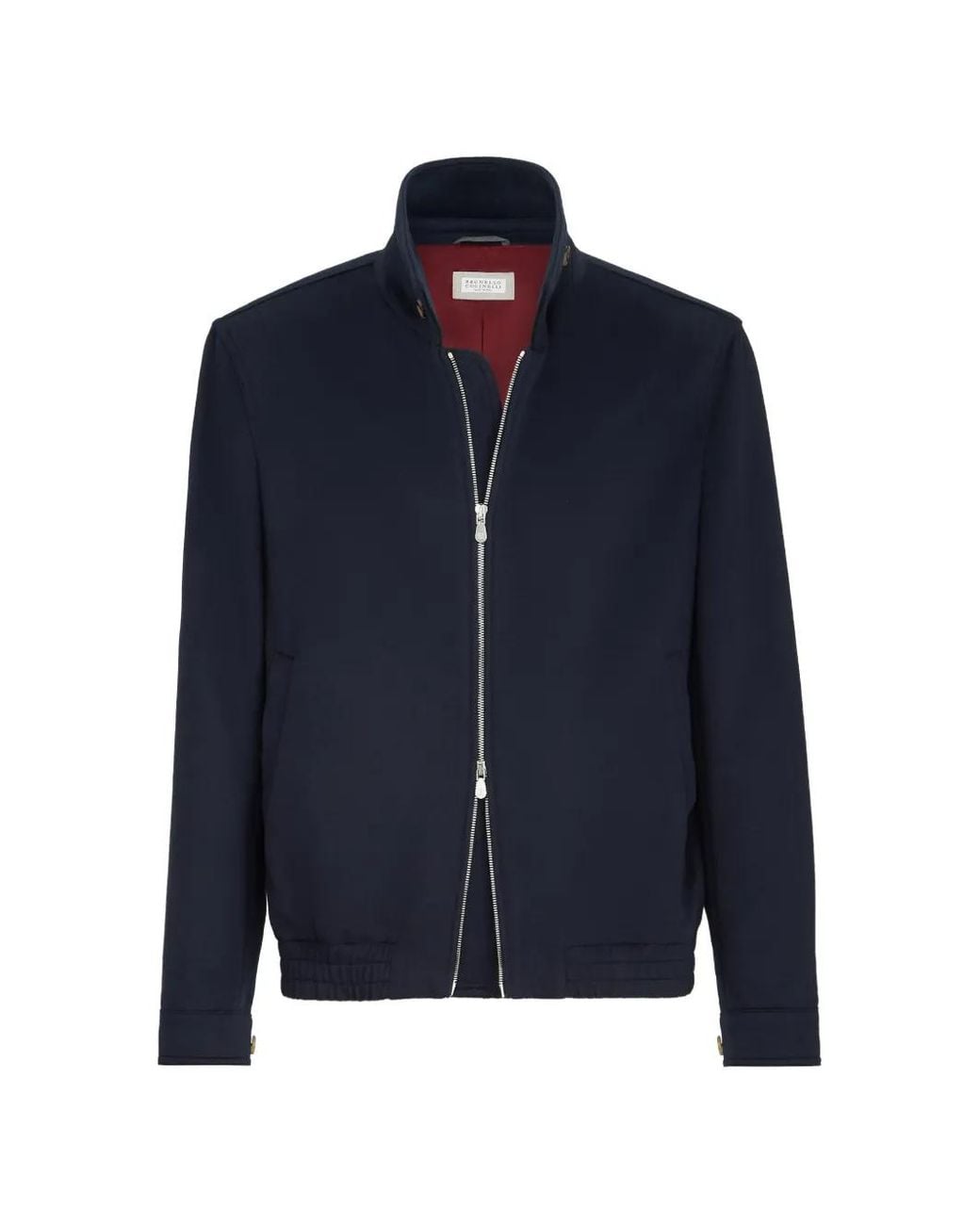 Brunello Cucinelli Blue Veste Bomber En Laine Vierge À Fermeture Zippée for men