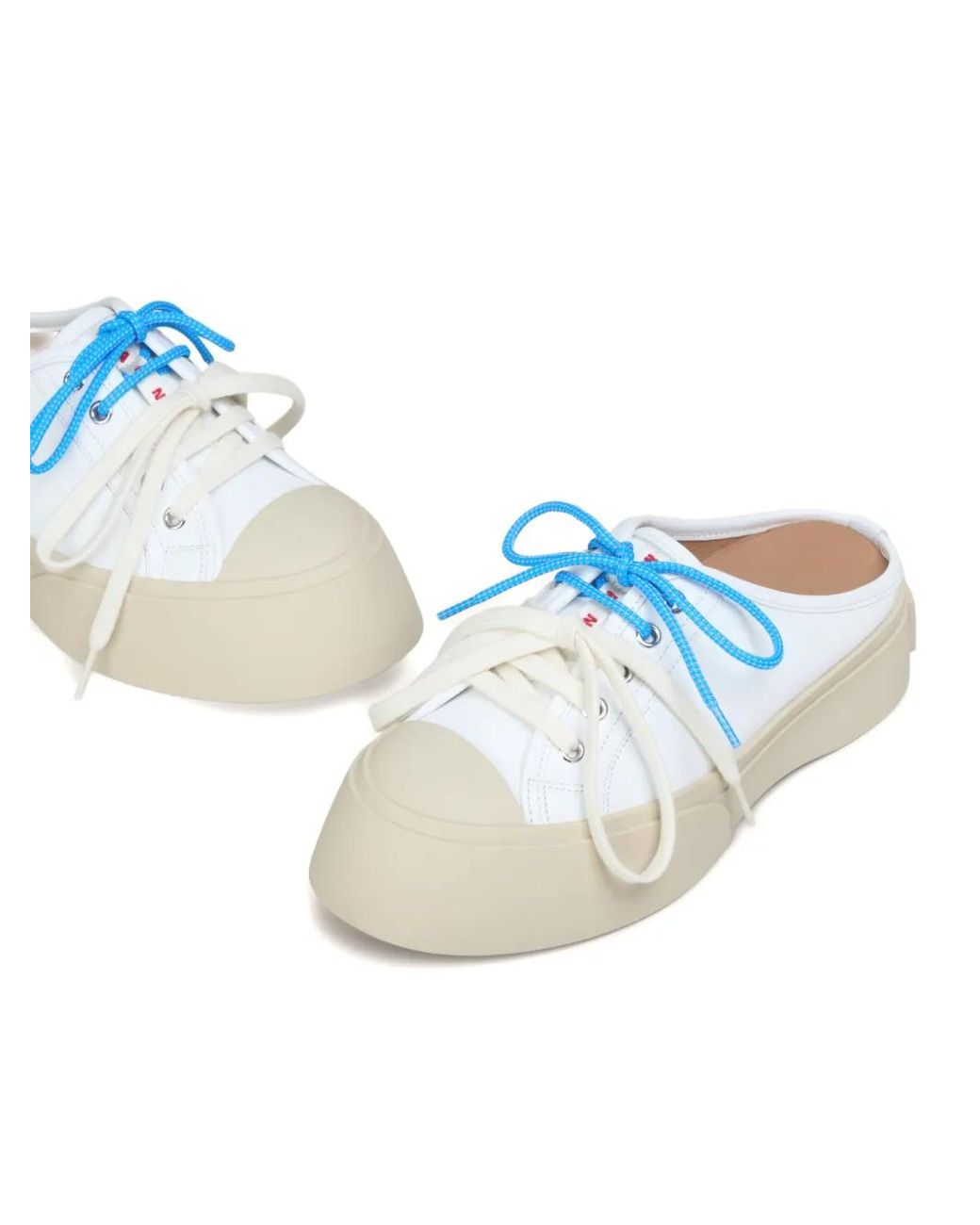 Marni Blue Leather Pablo Lace-Up Sabots