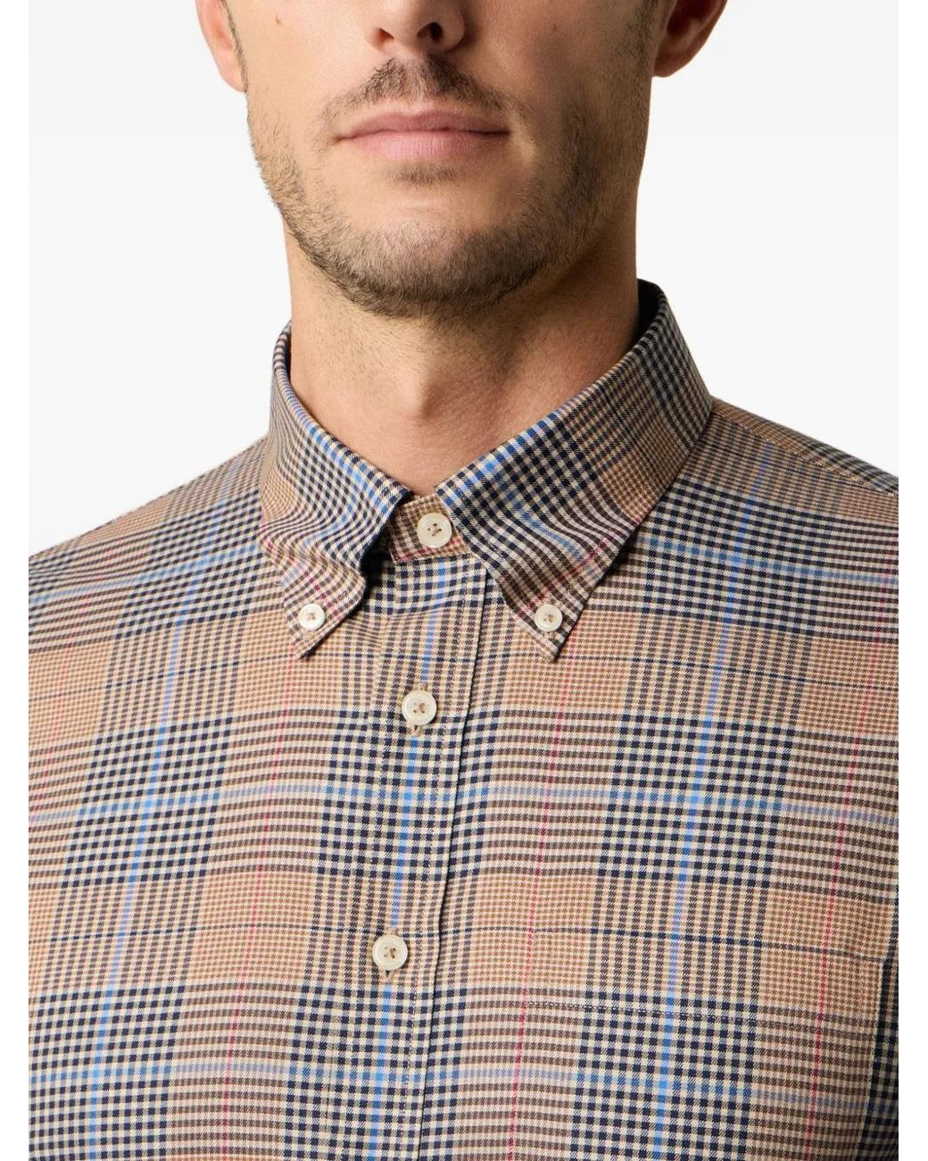 Brooks Brothers Gray Plaid-Patterned Button-Down Collar Shirt for men