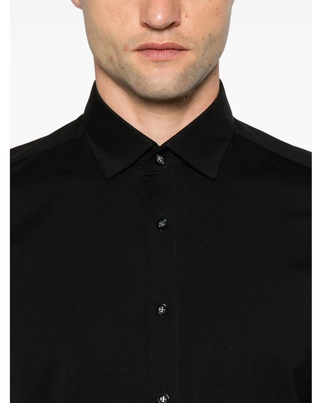 Olymp Black Long-Sleeve Button-Up Shirt for men