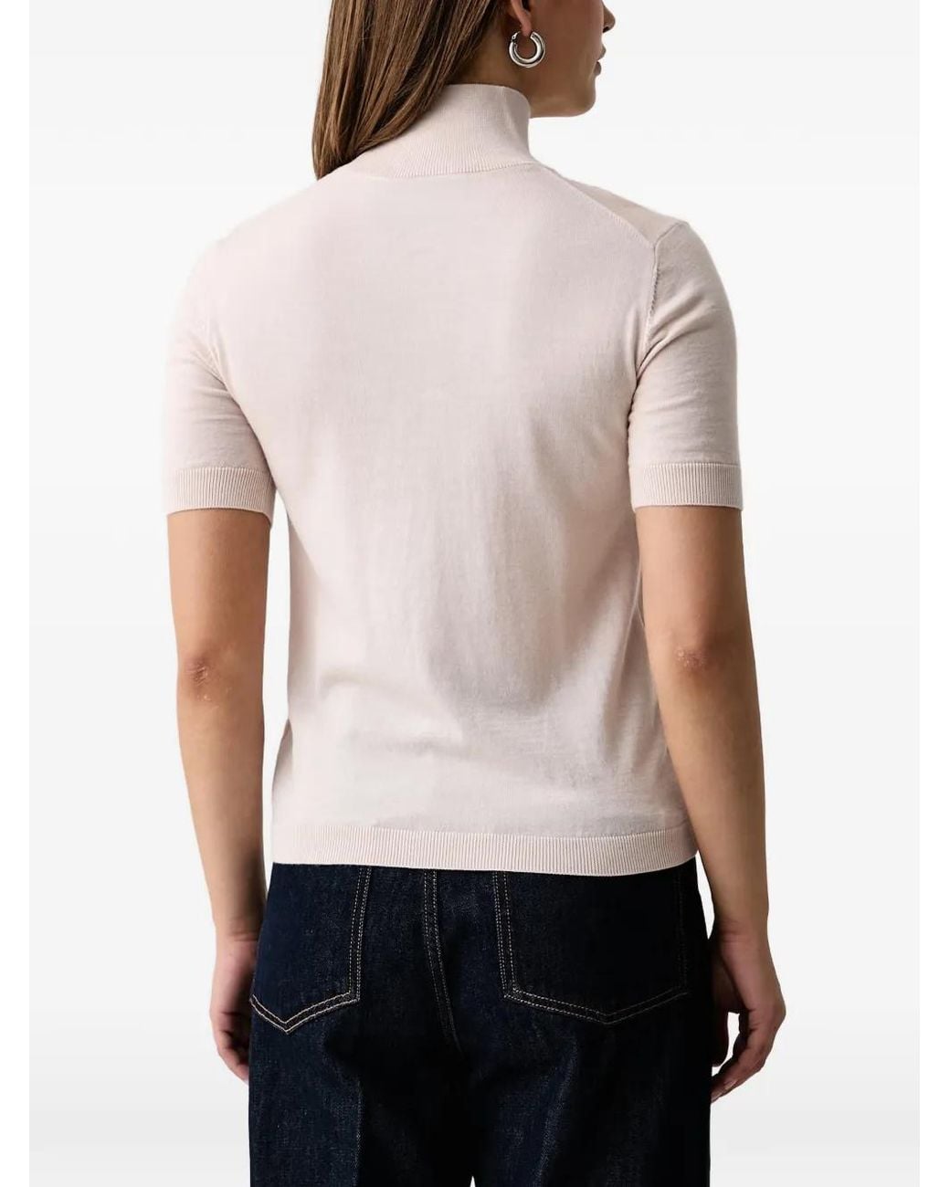 Kaos White High-Neck Short-Sleeve Sweater