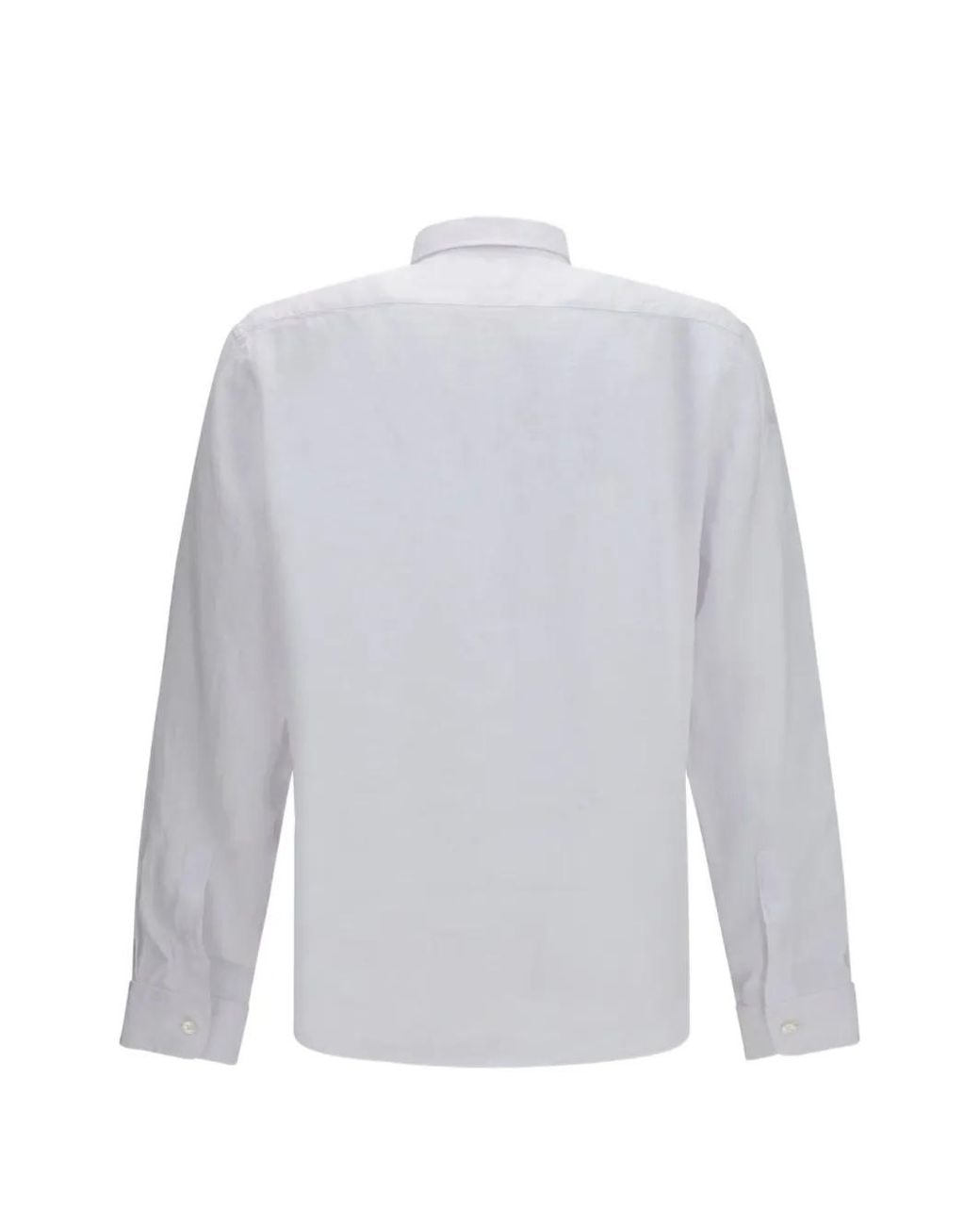 Boss White Button-Down Linen Shirt for men