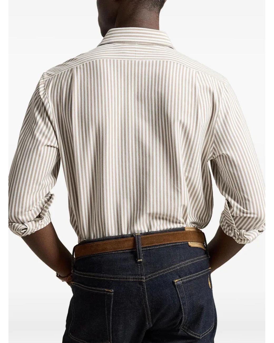 Polo Ralph Lauren White Striped Oxford Shirt for men
