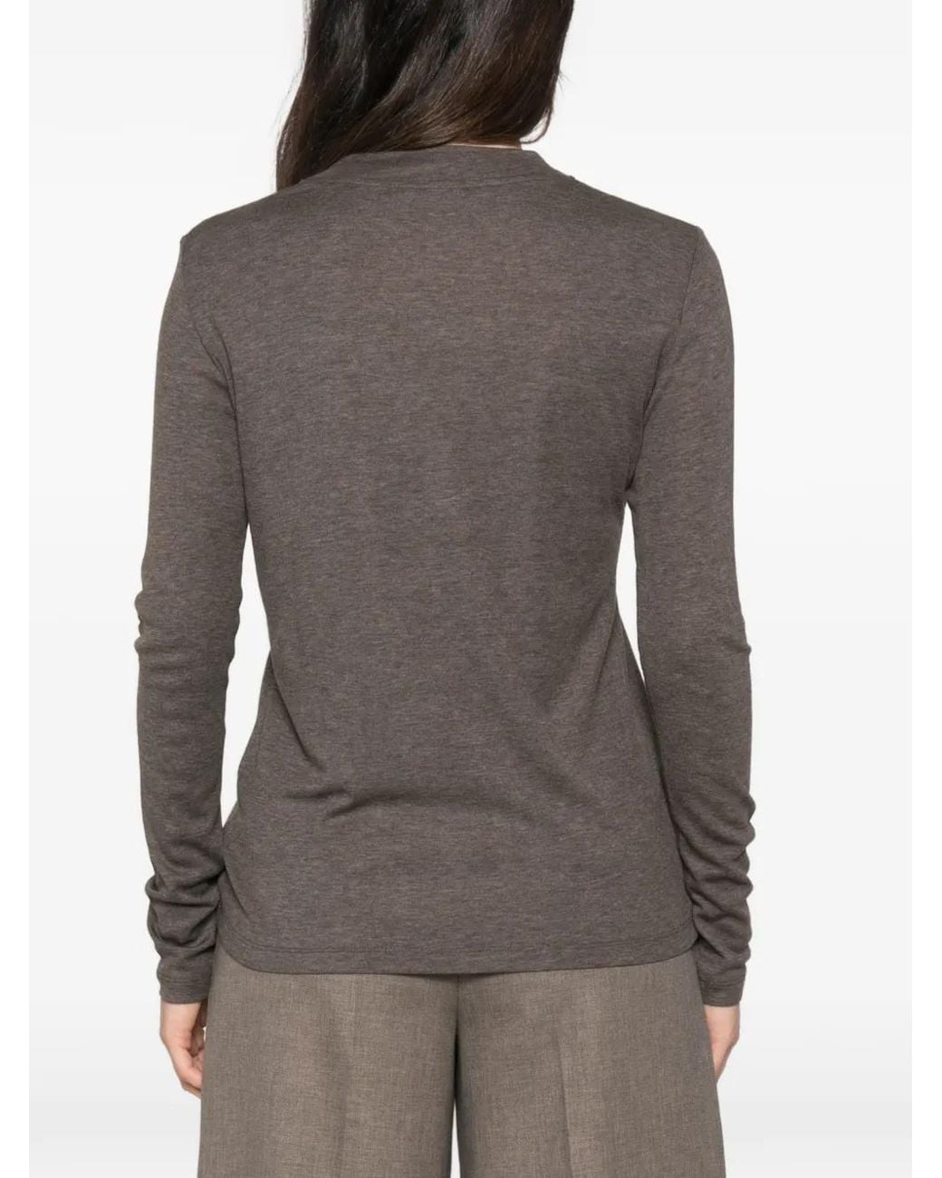 MAISON 123 Gray Flynn Long-Sleeve High-Neck T-Shirt