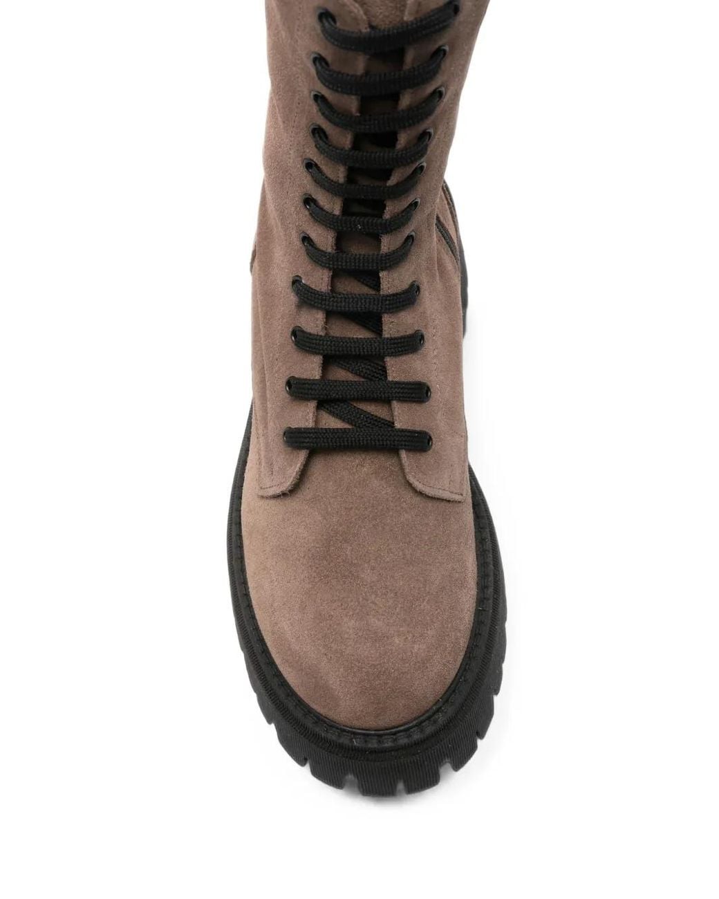 GISEL B Brown Lace-Up Suede Boots
