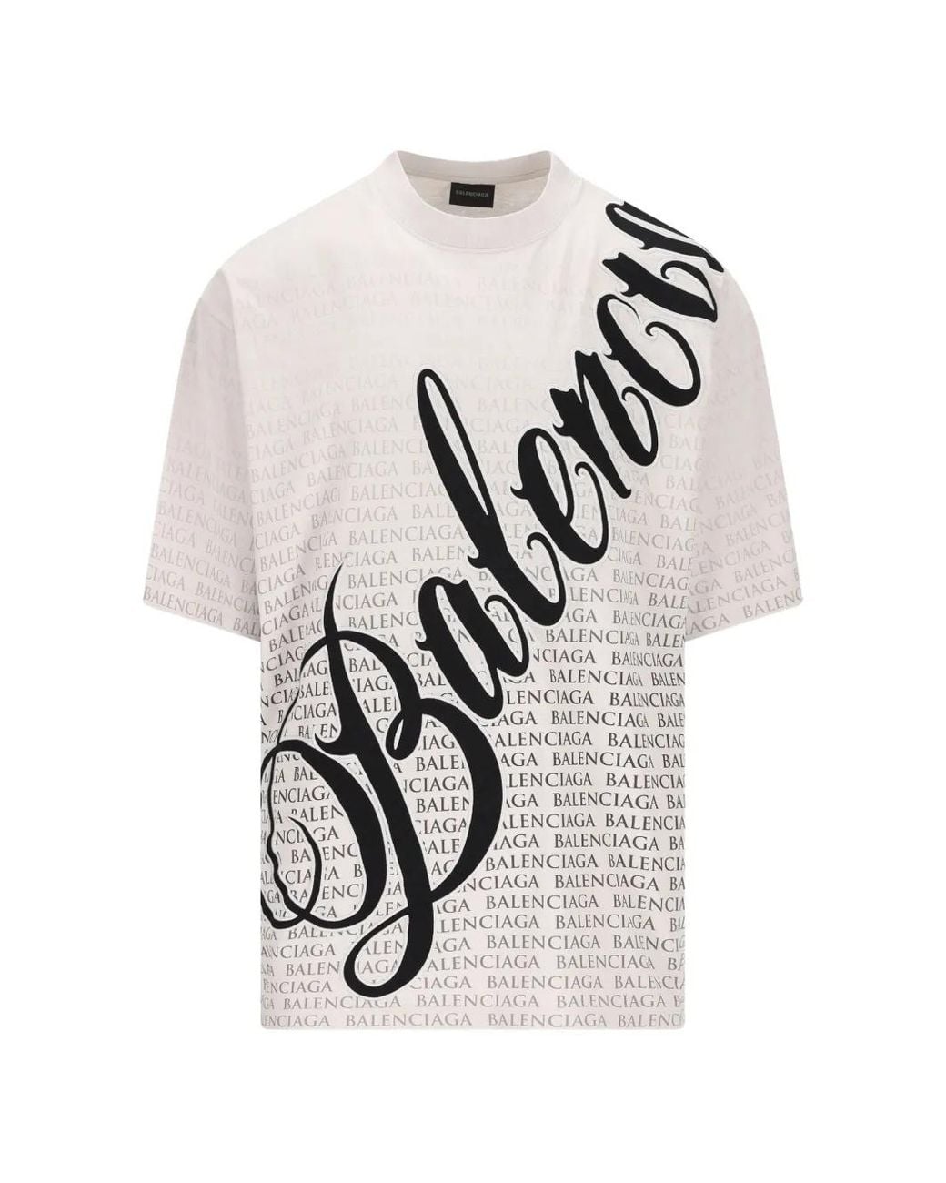 Balenciaga White Logo-Lettering T-Shirt for men