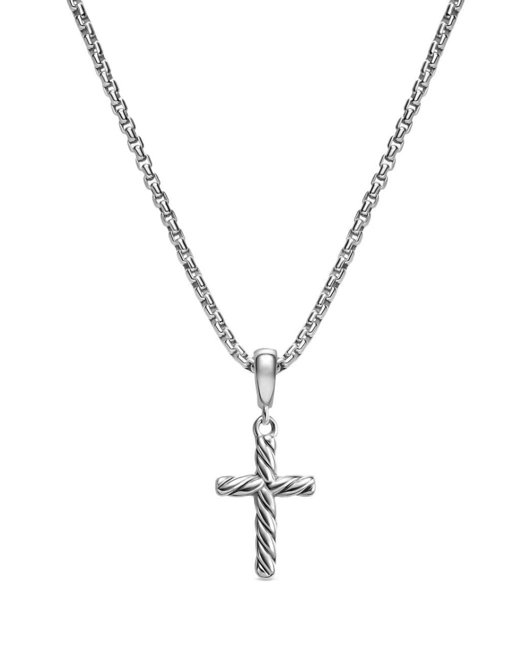 David Yurman Metallic Cable Cross Pendant Necklace