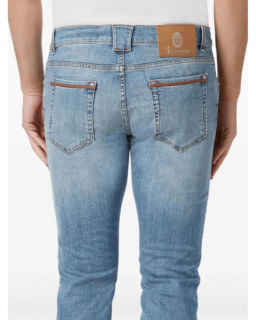 Billionaire Blue Jean Droit À Finitions Tressées for men