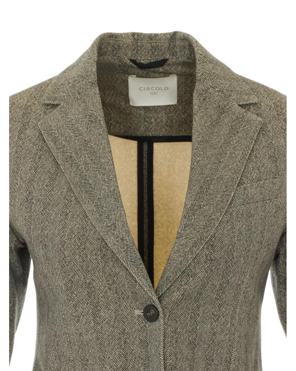 Circolo 1901 Green Herringbone-Pattern Blazer